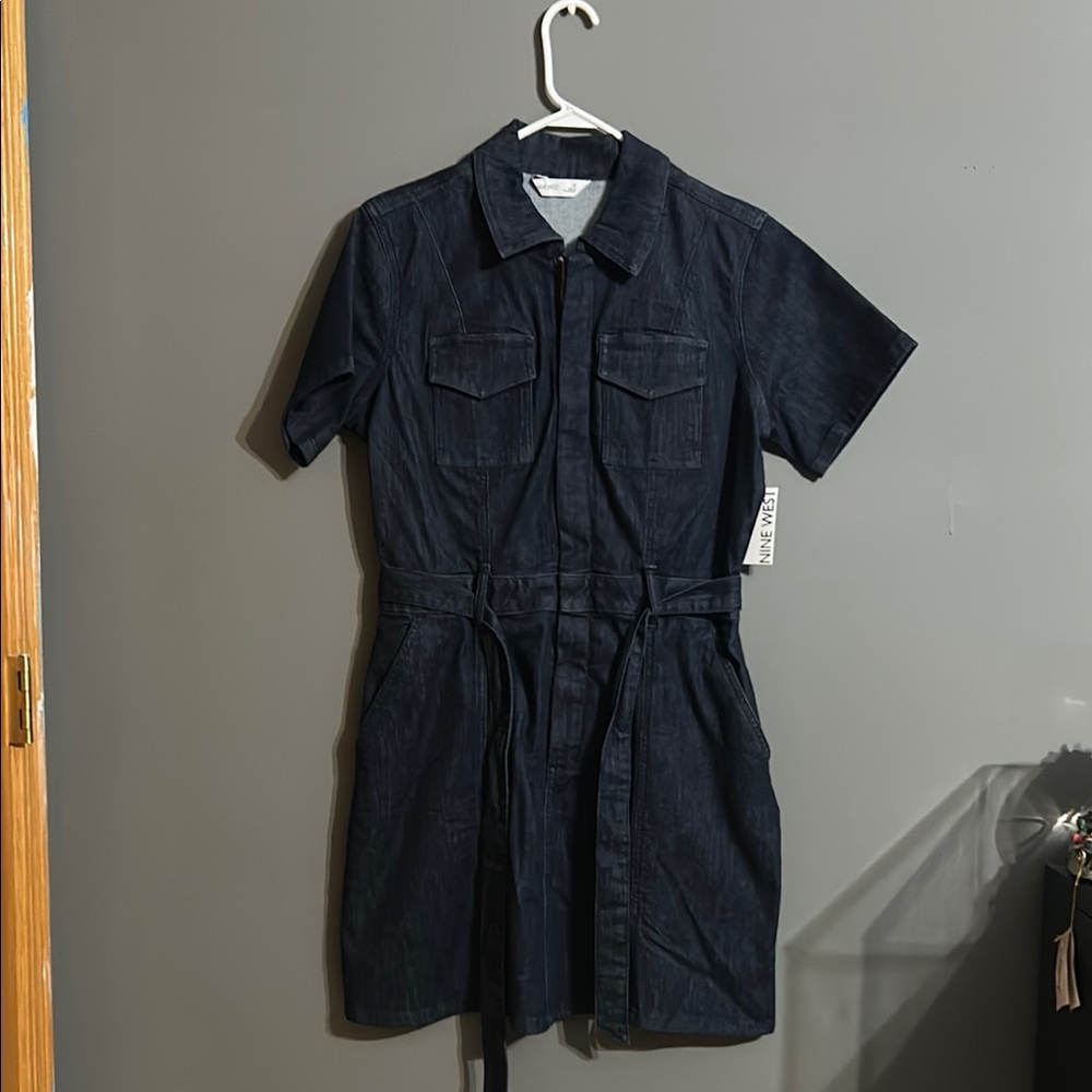 Nine West Tie Waist Denim Dress
